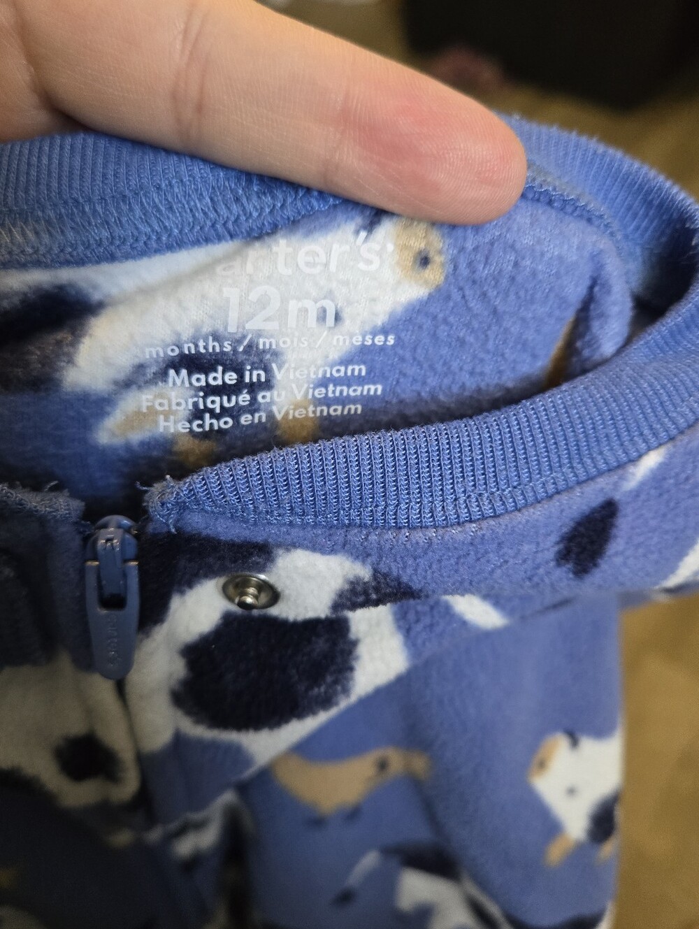 Carter's Blue Cow & Chick Footed One-Piece - Picture 4 of 4